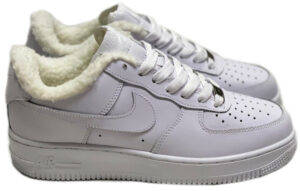 Зимние Nike Air Force 1 LV8 White с мехом белые кожаные женские (35-39)